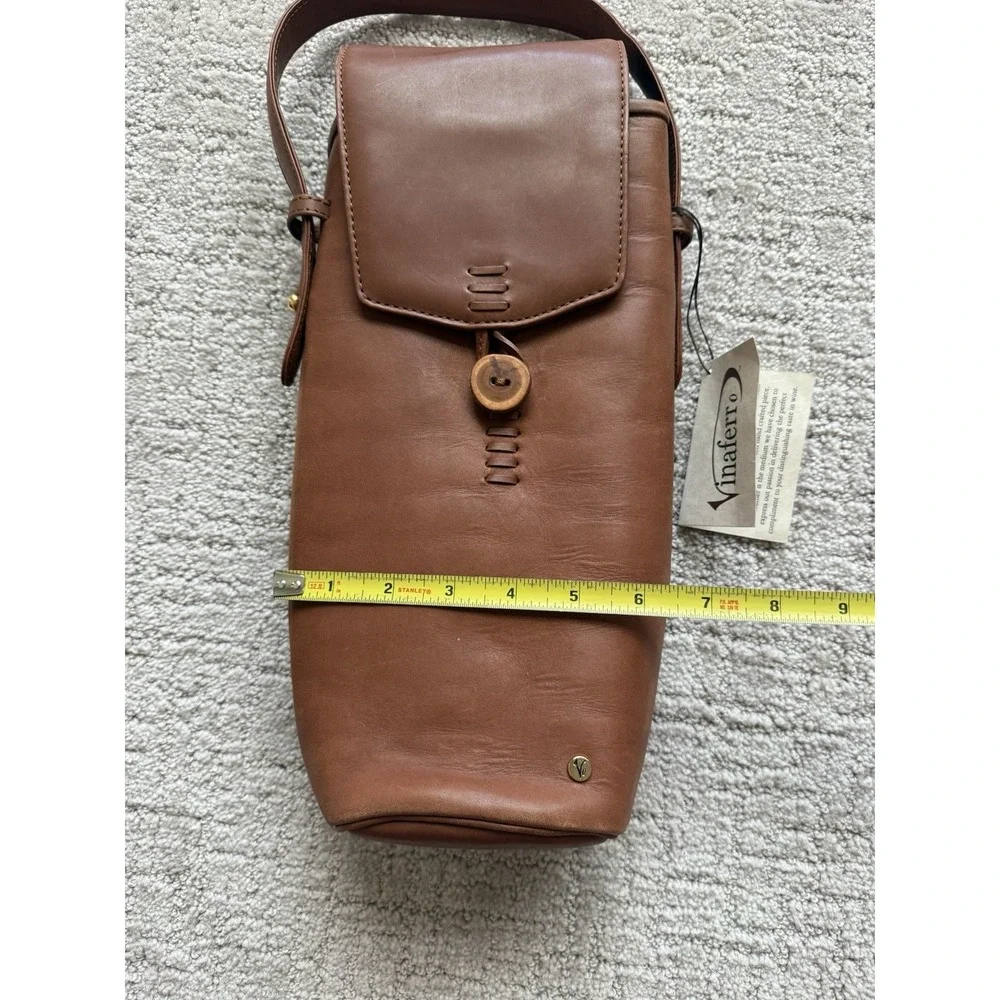Vinaferro Genuine Leather Wine Carrier Double Brown Insulated Opener NWT Luxury